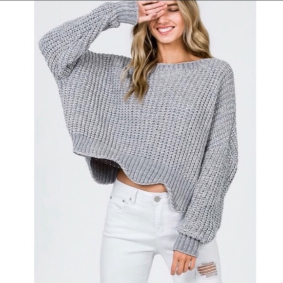 Chenille Soft Grey Sweater - Picture 3 of 4